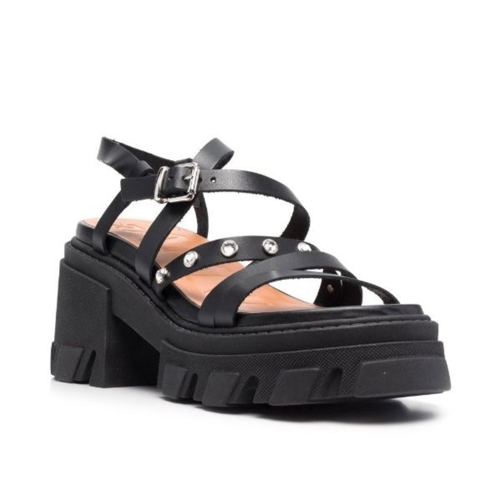Ganni Black Platform Chunky Heel Sandals - Picture 2 of 8